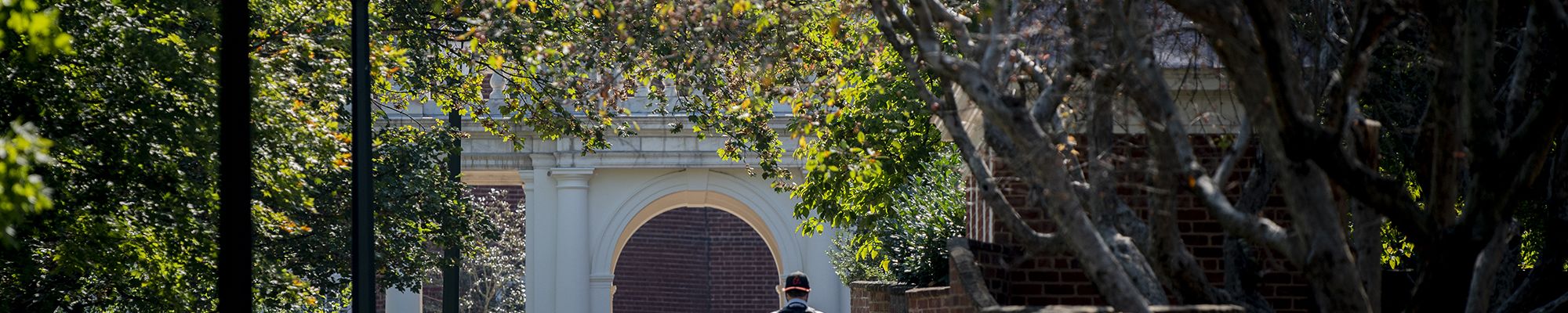 UVA student walking on grounds